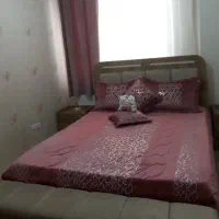 رو تختی دونفره با پرده والان مخمل ترک