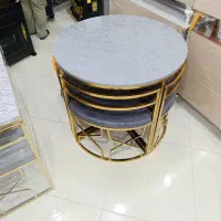 میز ناهار خوری گرد فلزی کمجا 4نفره نو آکبند ماهان