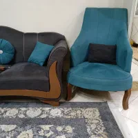 مبل هفت نفره راحتی آبی و طوسی