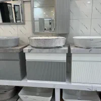 روشویی کابینتی کوتینگ سفید نقره ای /تولیدی