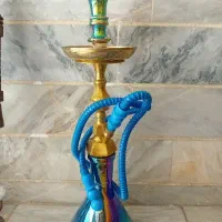 قلیون برنجی چوبی