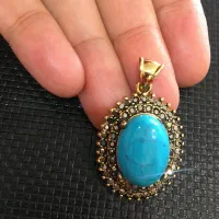 سرویس گردن بند و گوشواره استیل فیروزه