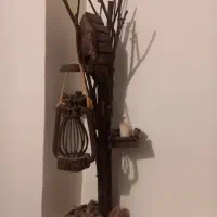 شمعدان و فانوسی چوبی دستساز