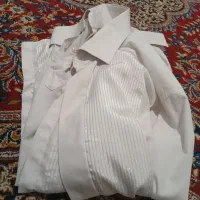 پیراهن سفید طرح دار مخصوص زیر کت