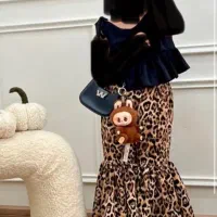 شلوار نخی پلنگی دمپا چین دار