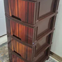 کشوی پلاستیکی ۴ طبقه طرح چوب