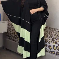 مانتو کیمونو خاص مشکی و لیمویی ،دست‌دوز ، نو