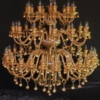 لوستر طلایی بلوری باکارات کریستالی ۳ طبقه