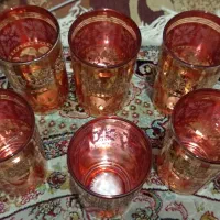 ۶عددلیوان طلاکوب نوستالژی و۳عددپارچ شیشه ای دردار