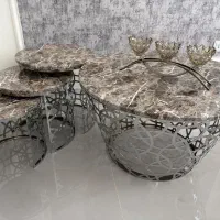 میز وسط به همراه سه میز عسلی هندسی طرح سنگ