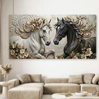 تابلو بوم دکوری مدل اسب کد 1001