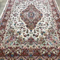 (فرش فرزین)دو تخته۹متری خطیبی۳۰رج مرینوس گل ابریشم