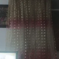 دو عدد پرده حریر سالم در دو رنگ قهوه ای و صورتی