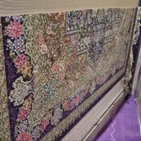 فرش تمام ابریشم دستباف قم نیمه کاره