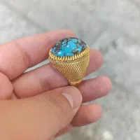 انگشتر نامبروان نقره دستساز (آبکاری طلا )۴مهر