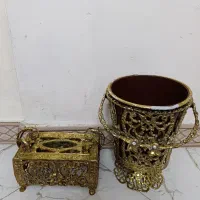 سطل و جا دستمال برنزی(برنجی )