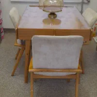 میز و صندلی نهار خوری۴نفره چوب روس اصل