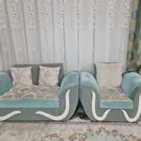 مبلمان راحتی ۷ نفره با میز عسلی + پرده فلت با پنل