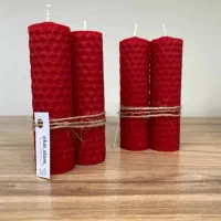 شمع موم عسلی و دکور نمدی