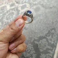 انگشتر نقره مردانه یاقوت کبود معدنی