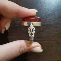 انگشتر نقره سنگ قرمز عقیق کارنلین