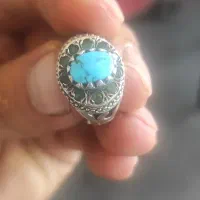 انگشترفیروزه بامخراجکاری زمردکلمبیا