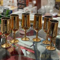 لیوان گیلاسی پایدار طلایی در جعبه ۶ عددی نو اکبند