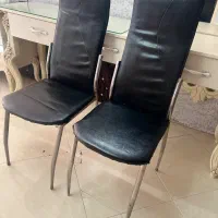 دوعدد صندلی پایه استیل چرمی