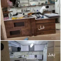 نصب حرفه ای برچسب کابینت ونصب ماربل شیت و ترموال