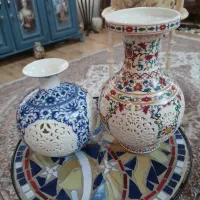 ۲ عدد گلدان توری آبی و قرمز مدل تپل