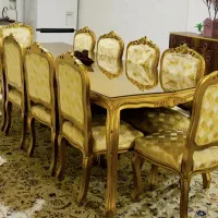 مبل ۱۲ نفره و ناهارخوری ۱۰ نفره استیل چوبی