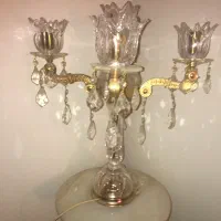 اباژور کنار سالنی کریستال چک و برنج با پایه مرمر
