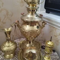 سرویس سماور ذغالی طلایی با اسپند دود کن برقی