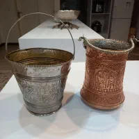 دوعدد سطل مسی و برنجی
