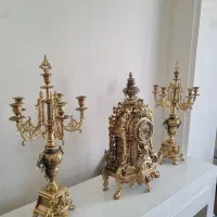 ساعت و شمعدان برنز ایتالیایی