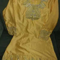لباس گلابتون سنگ دوزی شده شلوار بادله دوزی کار دست