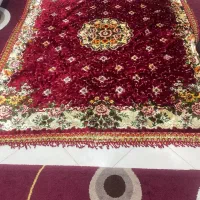 پتو مخملی گل برجسته زرشکی در حد نو