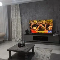حراج میز تلویزیون تمام ام دی اف طوسی  طول ۲.۲ متر.