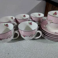 ست ۶ نفره فنجان و نعلبکی طرح کل رز