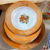 ظروف حاشیه طلایی گل سبد میوه ای ژاپن