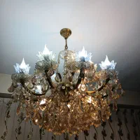 لوسترشیک برنجی ۱۰ شاخه ۲۰ شعله بادو دیوارکوب برنجی