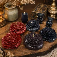 شمع گل رز و لاله و خرس قلب دار