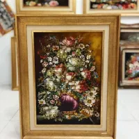 تابلو عمودی طرح گل و ترمه کد ۱۹ دستباف استادباف