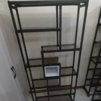 استند مدرن ترکیب چوب و فلز و شیشه