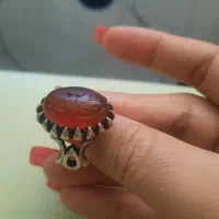 انگشتر حکاکی شده عقیق یمن کار دست