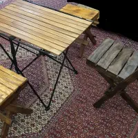 میز و صندلی تاشو چوبی ۳نفره