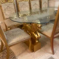 مبلمان استیل با ناهار خوری کار دست طلا کوب