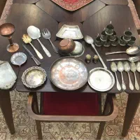 ظروف مسی،انگاره ورشو،زنگوله برنجی،قاشق نوربلین
