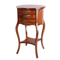 میز تلفن چوبی ۳ کشو گرد