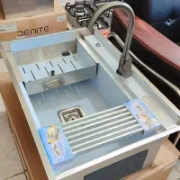 سینک باکسی تمام لگن سینک تک دو پله به همراه شیر و.